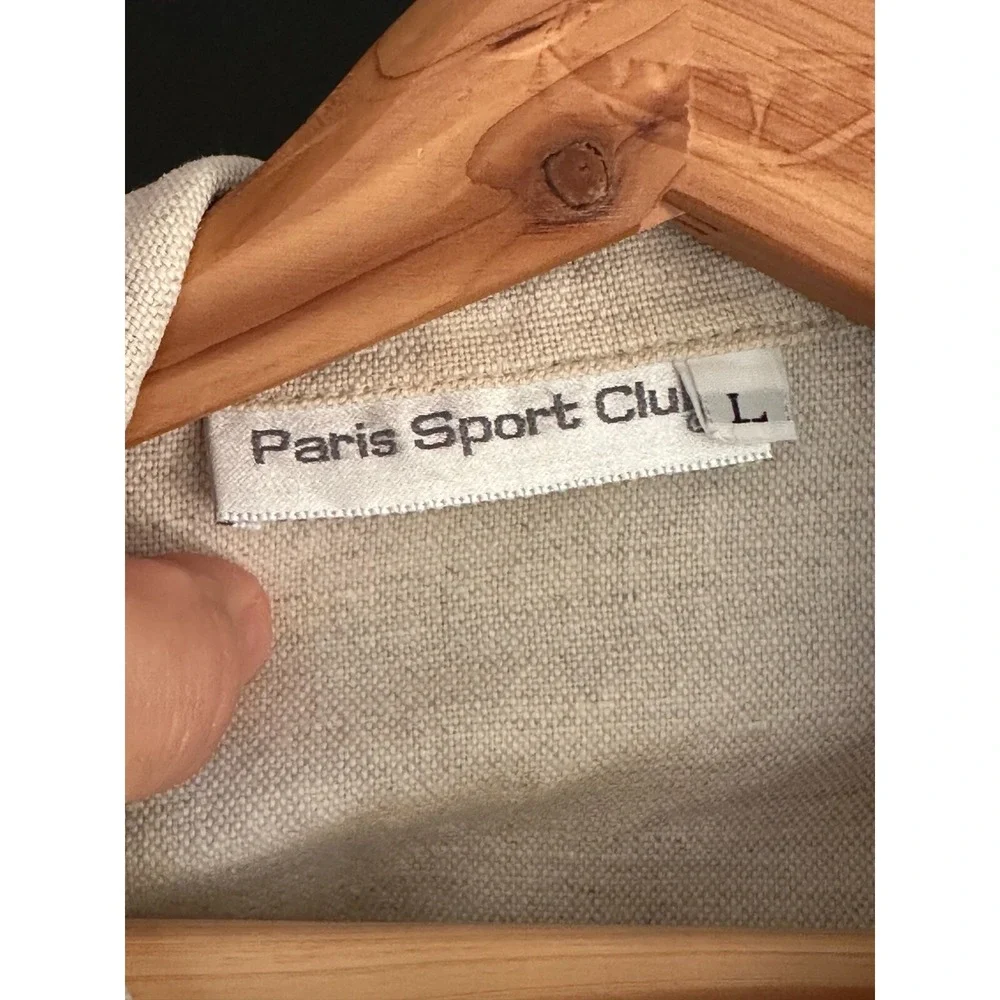 Vintage‎ Womens Paris Sport Club Linen Jacket Cream Ivory Large Buttons
